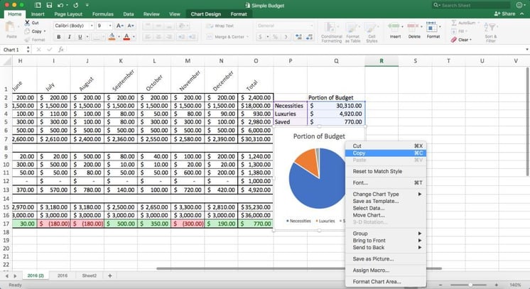 A typical spreadsheet layout
