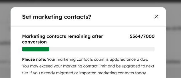 HubSpot counts how many marketing contacts you're using