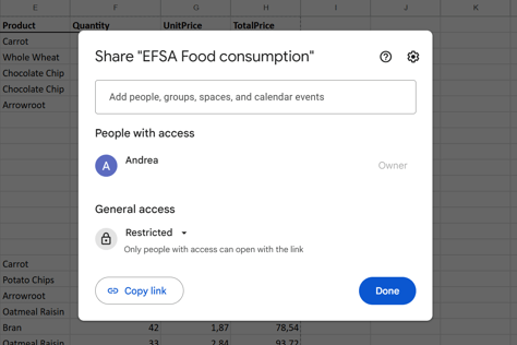 Google Sheets restricted permission scheme