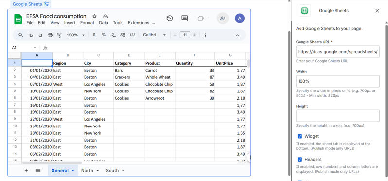 How to add Google Sheets URL into the embedder