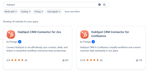Presago's Hubspot integrations are the top results