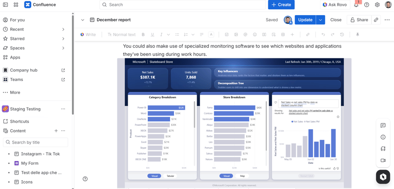 Embedding Power BI reports into Confluence brings live data in your pages