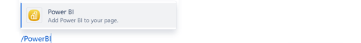 Power BI macro selection in Confluence editor after typing /powerbi command